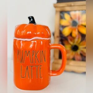 NEW Rae Dunn Pumpkin Latte Mug with Pumpkin Topper Lid